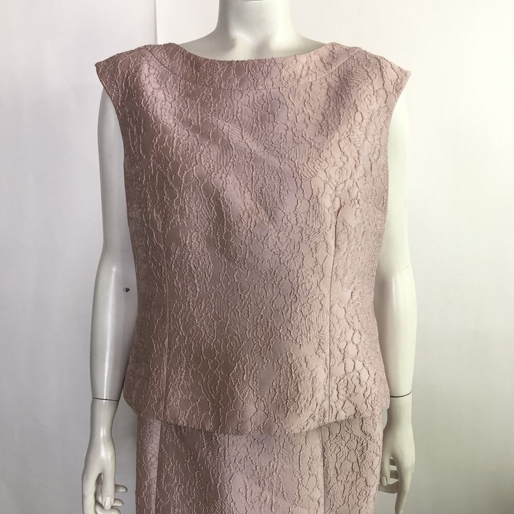 Terri Jon Rickie Freeman Size 12 Knee Length Dress 2 Pc Pink Mauve Textured MINT